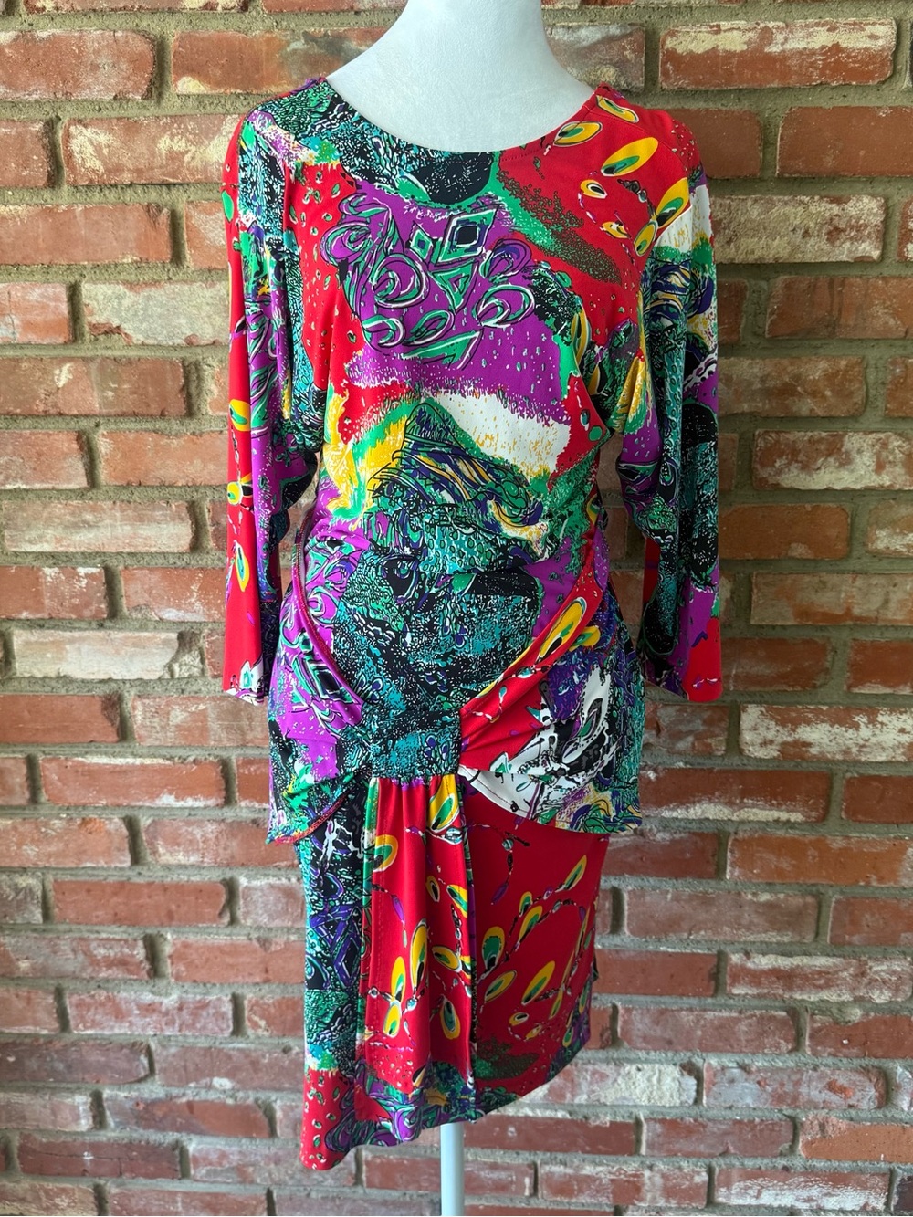 Vintage 80’s Janine Mosaic Hand Painted Cocktail Dress